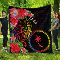 Chuuk State Premium Quilt - Tropical Hippie Style Black - Polynesian Pride