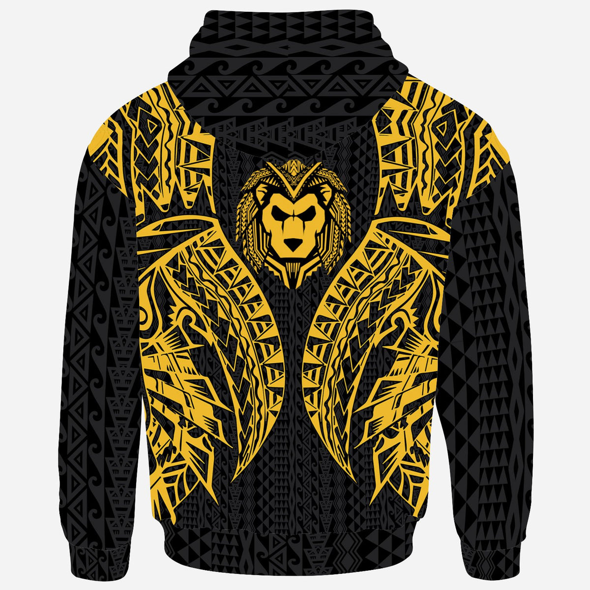 Chuuk Zip up Hoodie Polynesian Lion Head Gold Style - Polynesian Pride