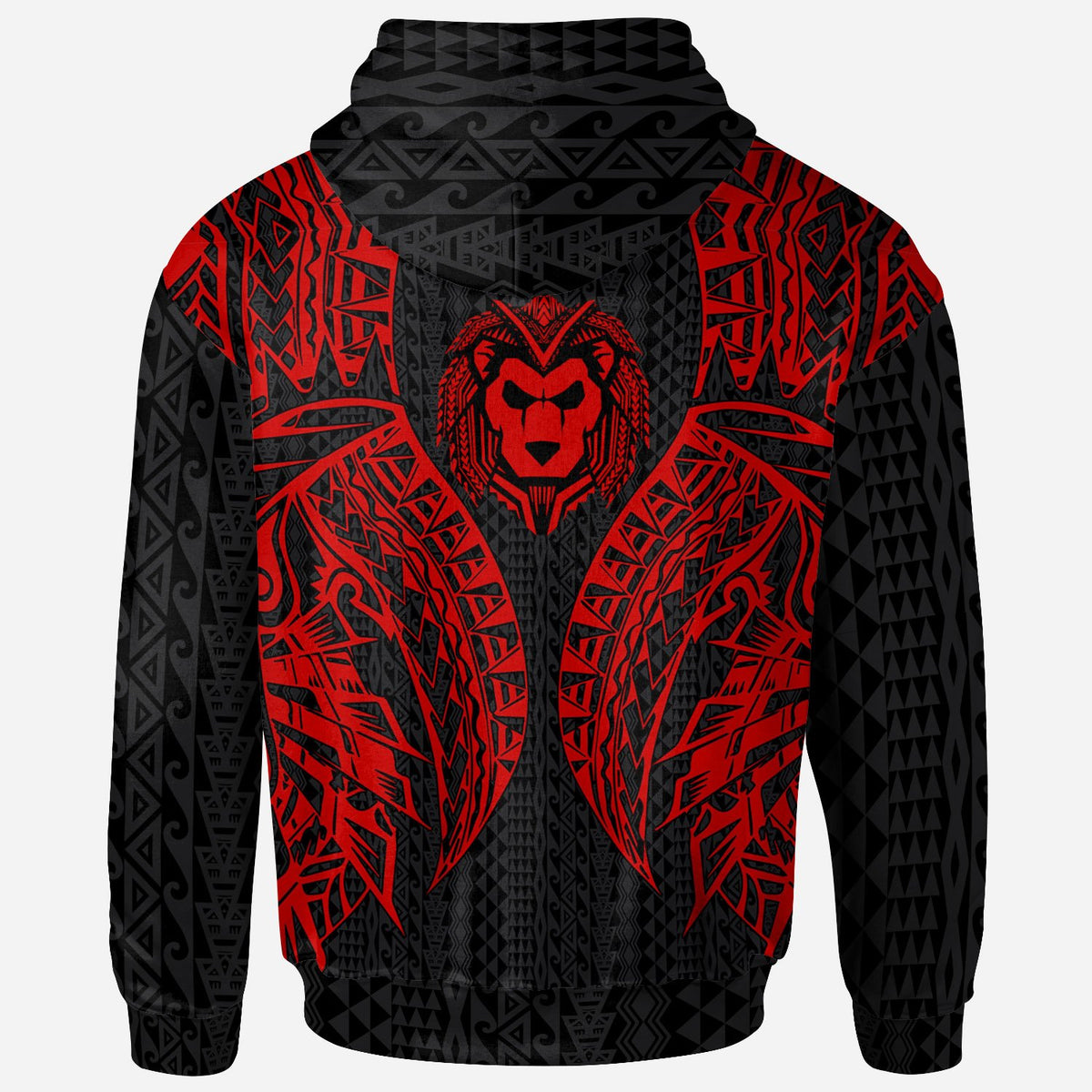 Chuuk Zip up Hoodie Polynesian Lion Head Red Style - Polynesian Pride