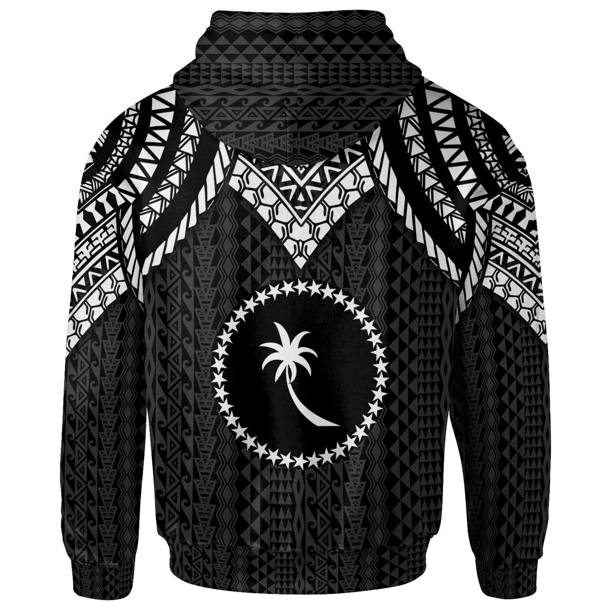 Chuuk Custom Zip up Hoodie Polynesian Armor Style Black - Polynesian Pride