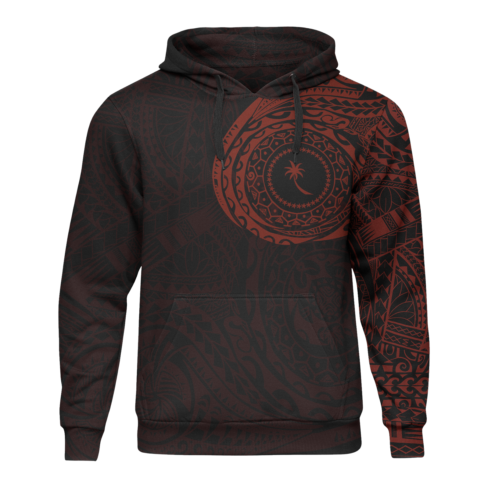 Micronesia All Over Print Hoodie Chuuk In My Heart Red Unisex Black - Polynesian Pride