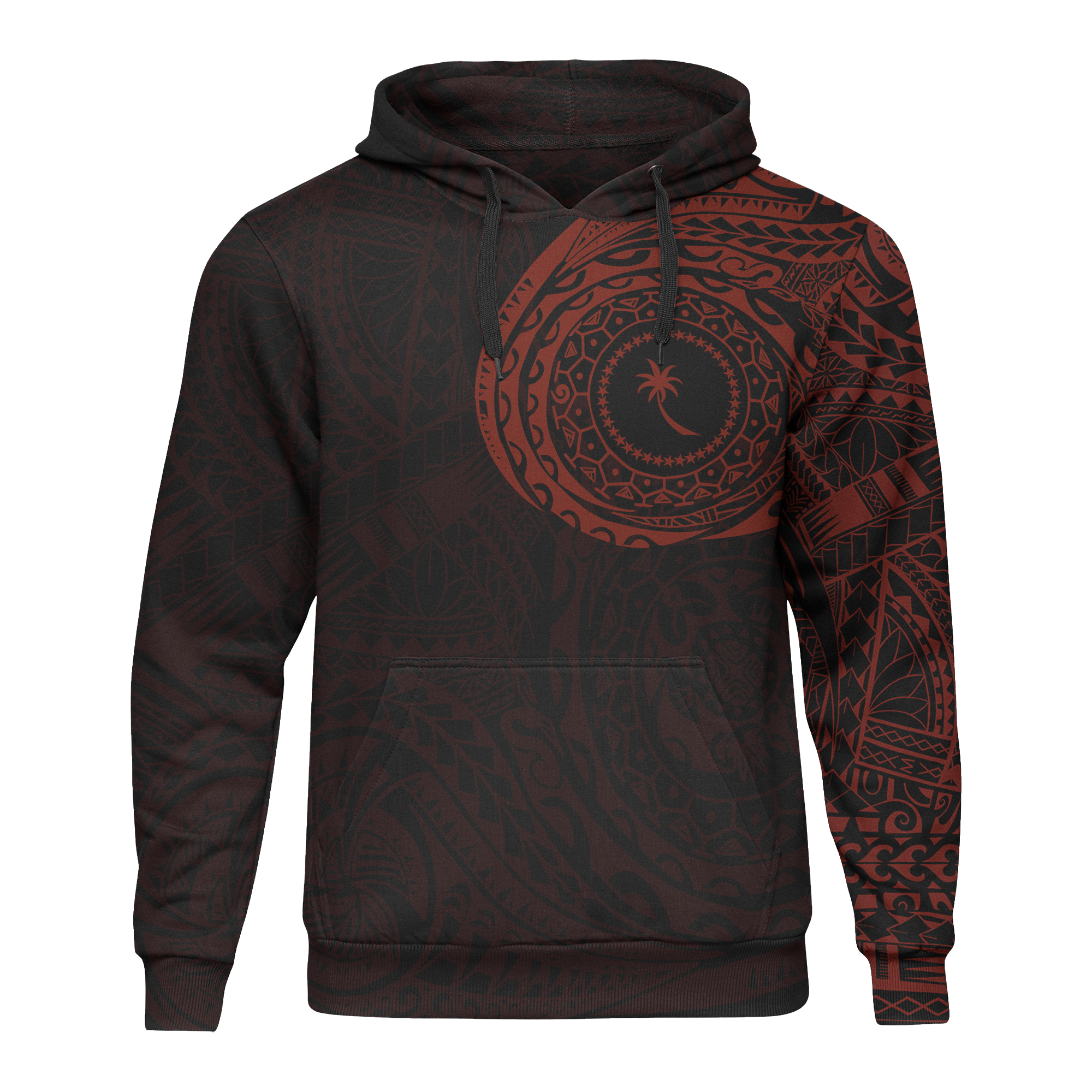 Micronesia All Over Print Hoodie Chuuk In My Heart Red Unisex Black - Polynesian Pride