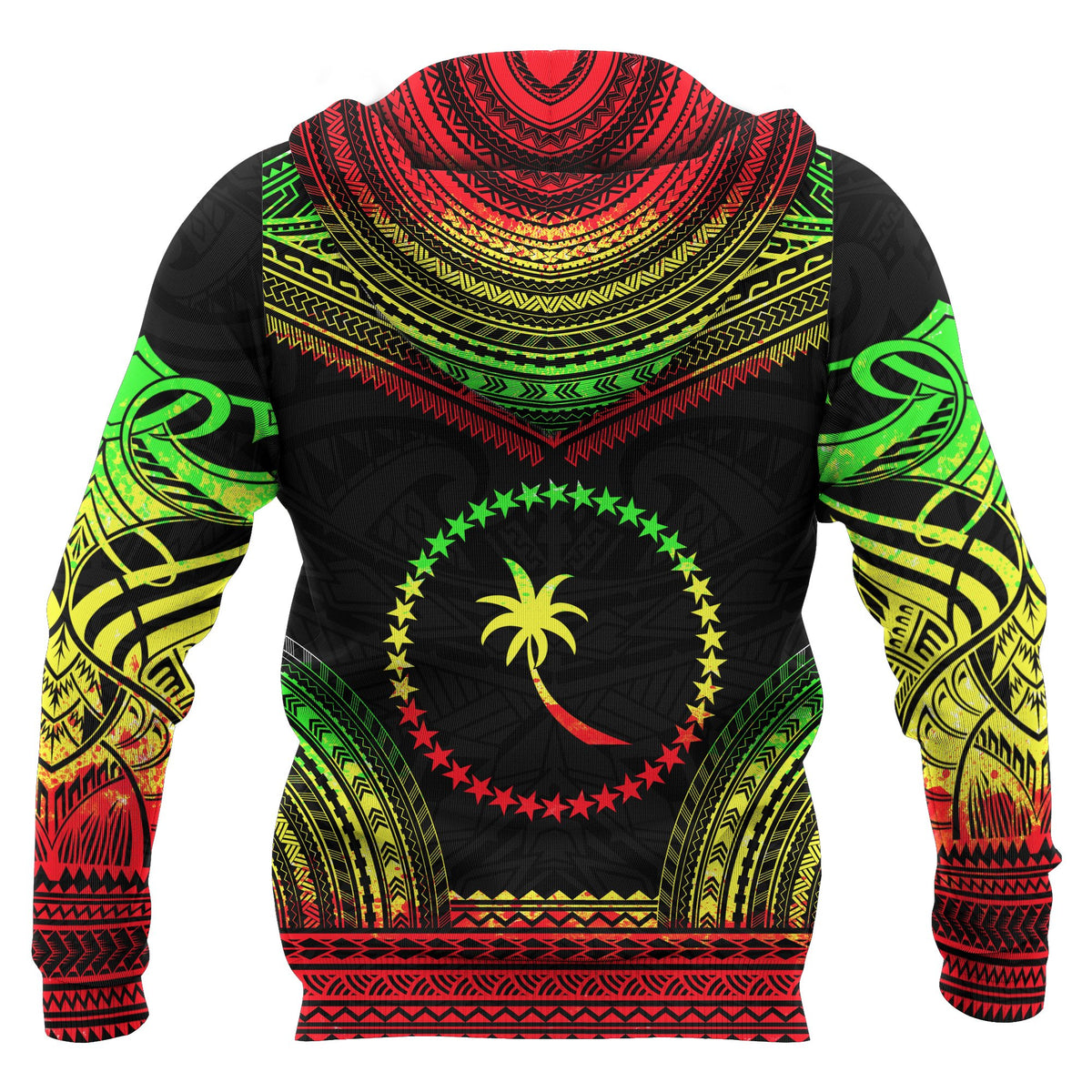Chuuk All Over Hoodie Micronesian Reggae Color Version Chief Style - Polynesian Pride