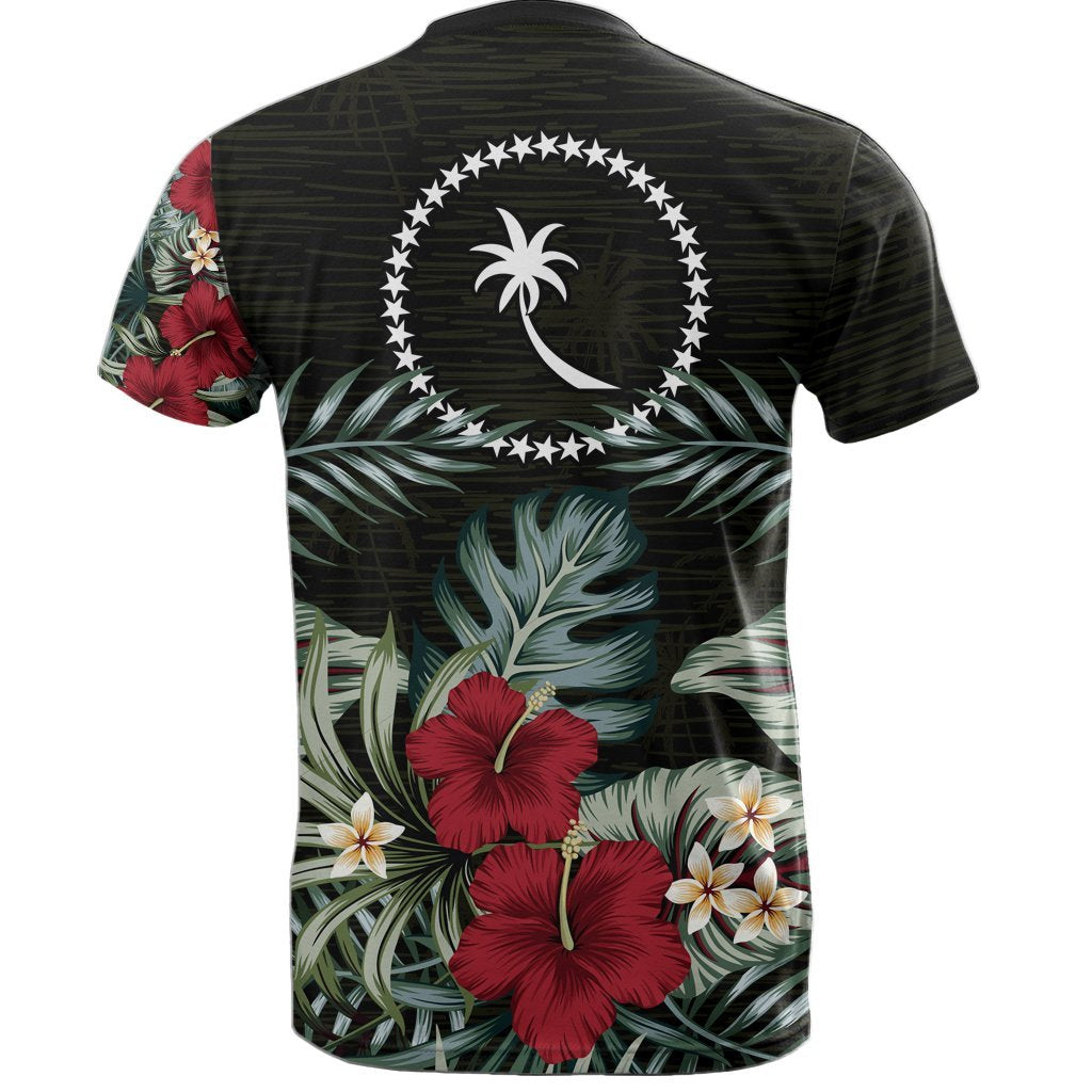 Chuuk T Shirt Chuuk Flag Hibiscus Palm Leaves - Polynesian Pride