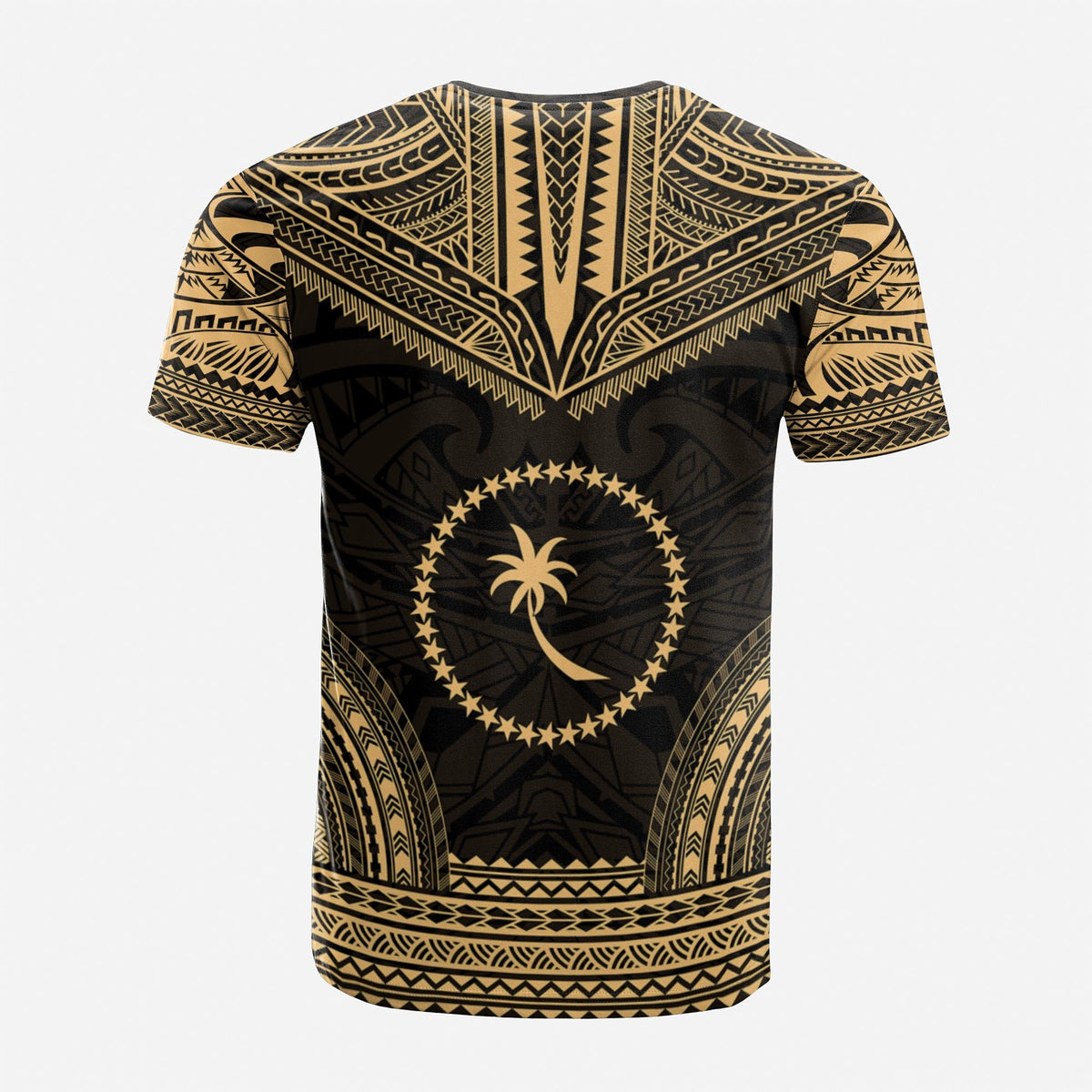 Chuuk Custom T Shirt Chuuk Flag Polynesian Chief Tattoo Gold Version Unisex Gold - Polynesian Pride