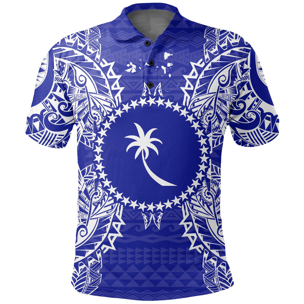 Chuuk Polo Shirt Chuuk Flag Map Polynesian Tattoo Blue Unisex Blue - Polynesian Pride