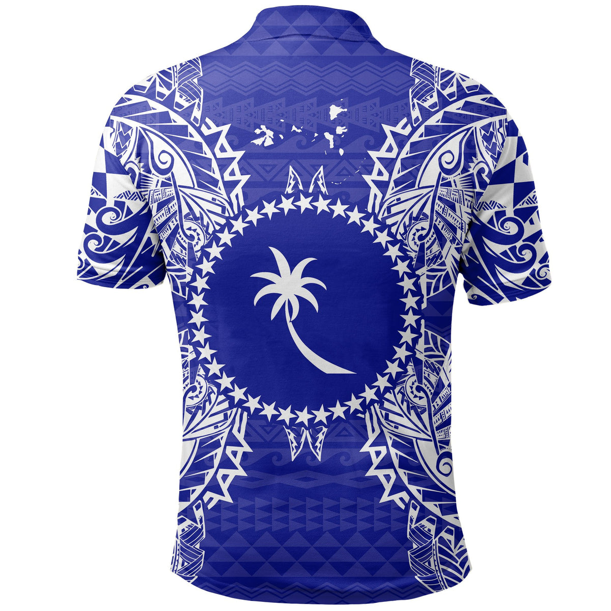 Chuuk Polo Shirt Chuuk Flag Map Polynesian Tattoo Blue - Polynesian Pride