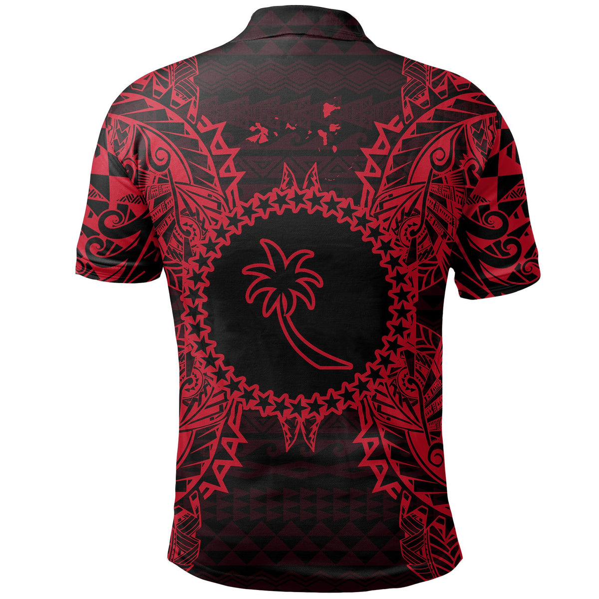 Chuuk Polo Shirt Chuuk Flag Map Polynesian Tattoo Red - Polynesian Pride