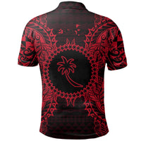 Chuuk Polo Shirt Chuuk Flag Map Polynesian Tattoo Red - Polynesian Pride