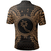 Chuuk Polo Shirt Chuuk Flag Map Polynesian Tattoo Gold - Polynesian Pride