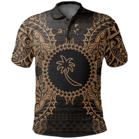 Chuuk Polo Shirt Chuuk Flag Map Polynesian Tattoo Gold Unisex Gold - Polynesian Pride