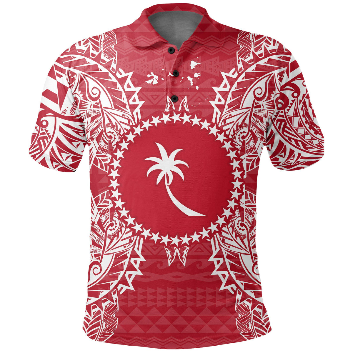 Chuuk Polo Shirt Chuuk Flag Map Polynesian Tattoo Red White Unisex Red - Polynesian Pride