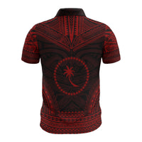 Chuuk Custom Polo Shirt Chuuk Flag Polynesian Chief Tattoo Red Version - Polynesian Pride
