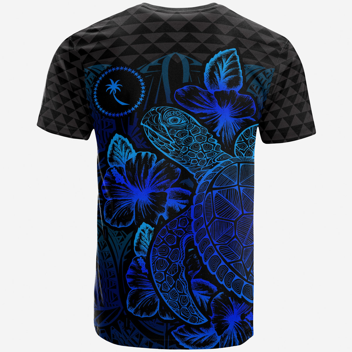 Chuuk T Shirt Chuuk Flag Turtle Hibiscus Blue - Polynesian Pride