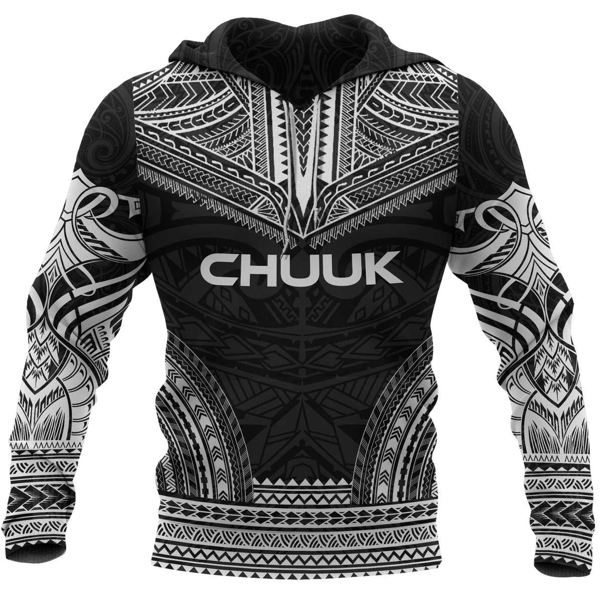 Chuuk Flag Polynesian Chief Hoodie Black Version Unisex Black - Polynesian Pride