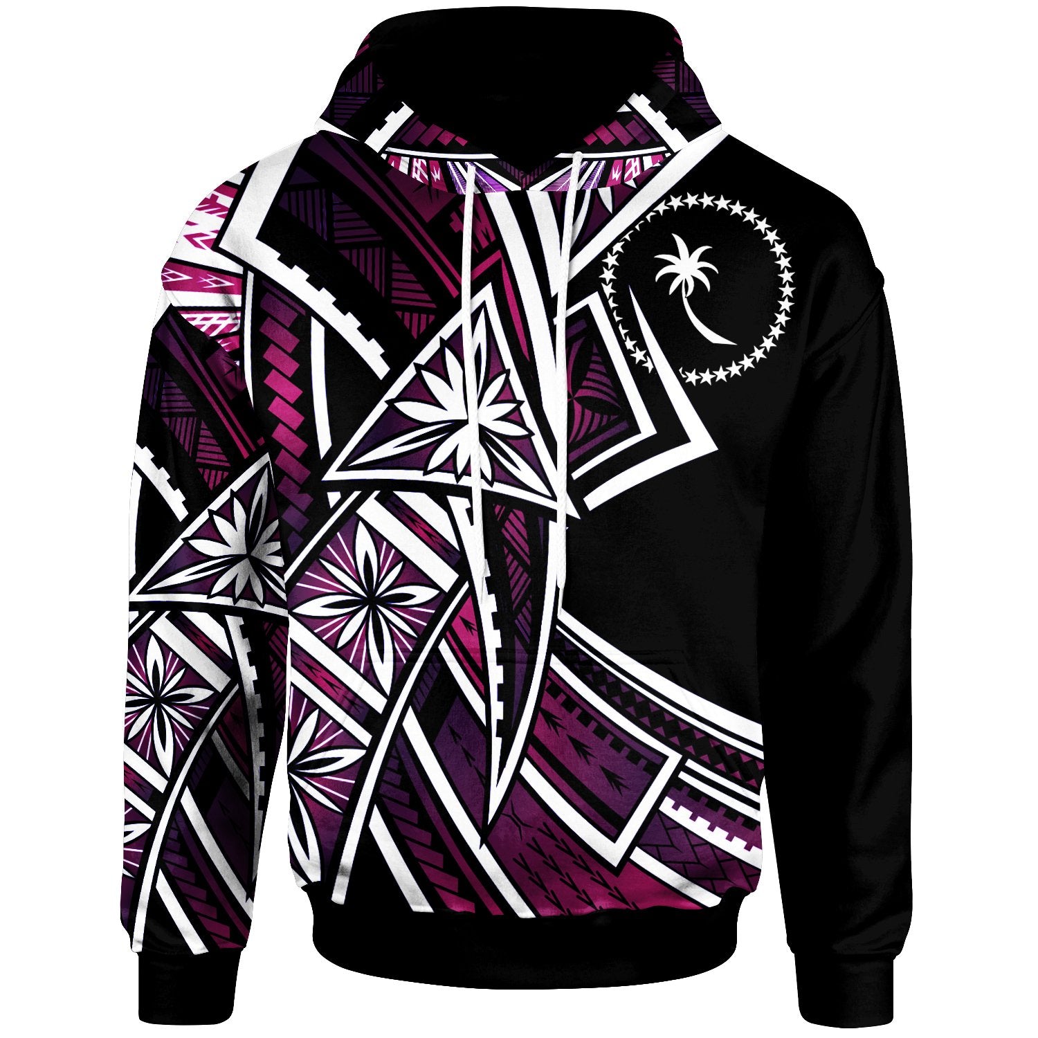 Chuuk Hoodie Tribal Flower Special Pattern Purple Color Unisex Purple - Polynesian Pride