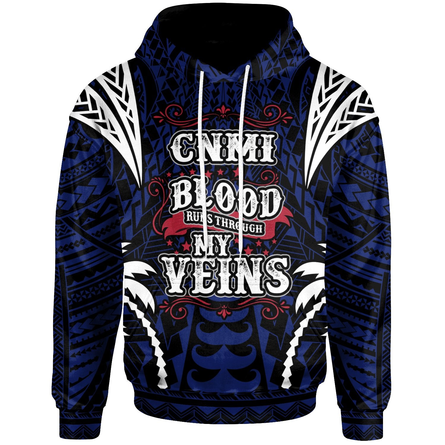 Northern Mariana Islands Hoodie Blood Runs Through My Veins Style Flag Unisex Blue - Polynesian Pride