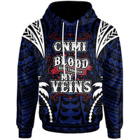 Northern Mariana Islands Hoodie Blood Runs Through My Veins Style Flag Unisex Blue - Polynesian Pride
