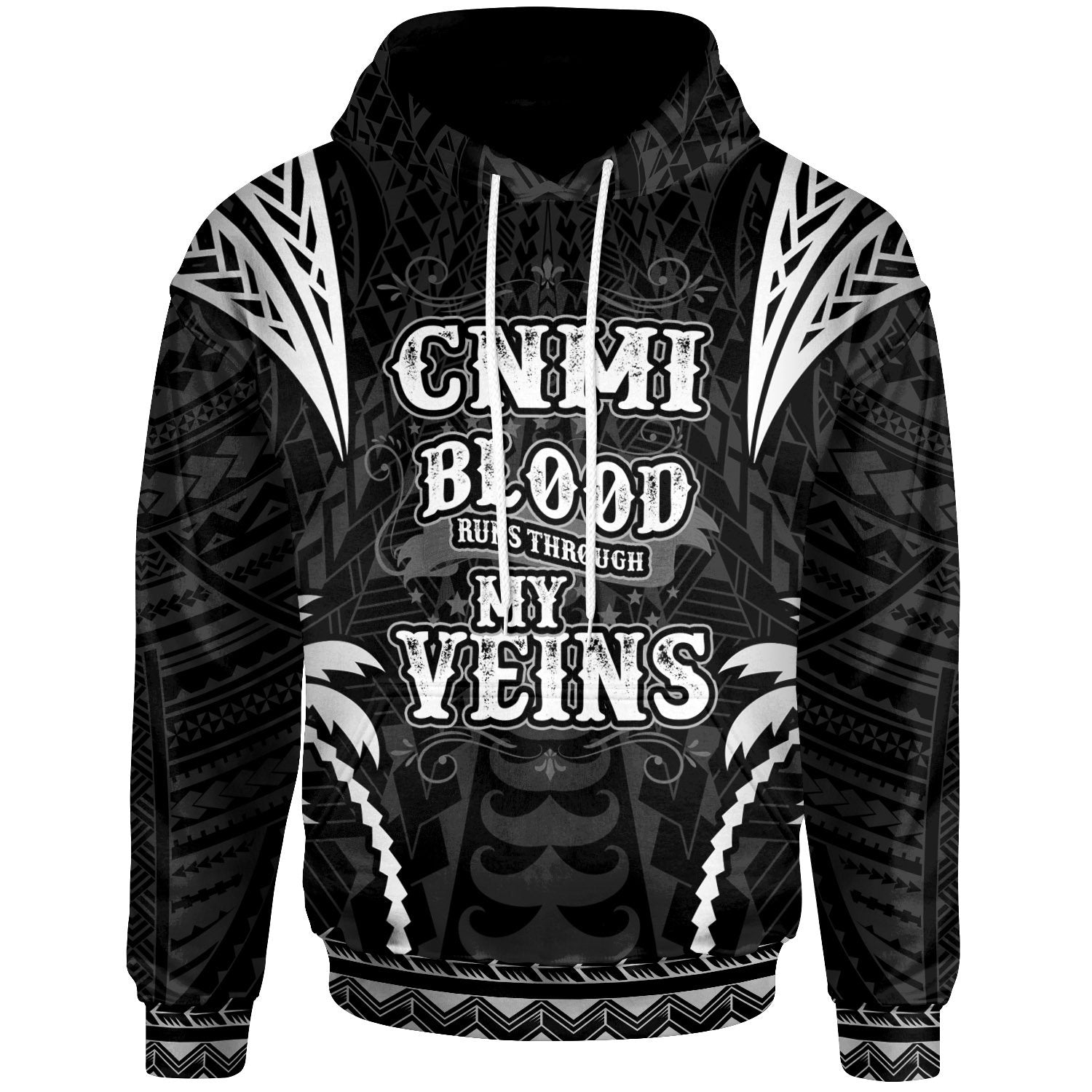 Northern Mariana Islands Hoodie Blood Runs Through My Veins Style Black Unisex Black - Polynesian Pride