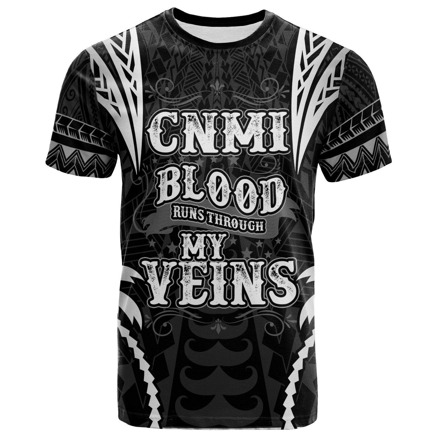 Northern Mariana Islands T Shirt Blood Runs Through My Veins Style Black Unisex Black - Polynesian Pride