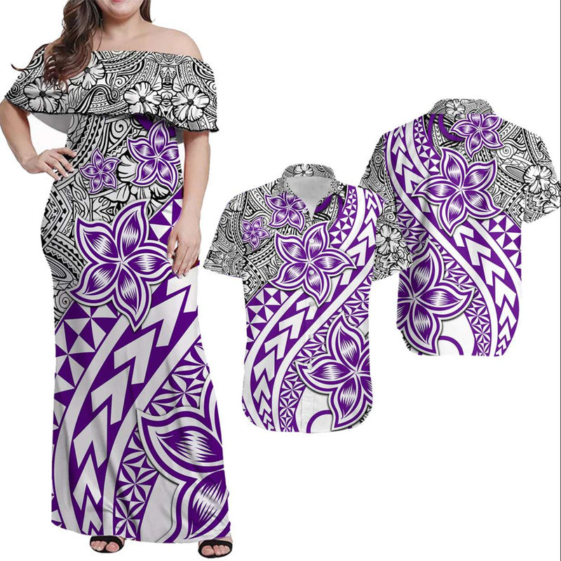 Hawaiian Traditional Polynesian Tribal Tattoo Retro Matching Dress and Hawaiian Shirt Purple LT9 Purple - Polynesian Pride