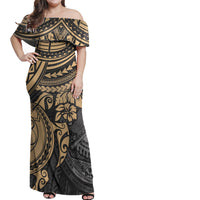 American Samoa Matching Dress and Hawaiian Shirt Polynesian Gold Turtle - Polynesian Pride