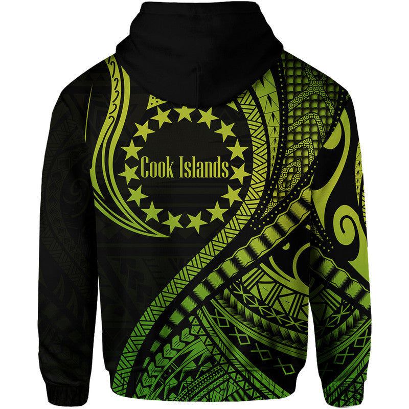 Cook Islands Hoodie Green Polynesian Wave Style LT9 - Polynesian Pride