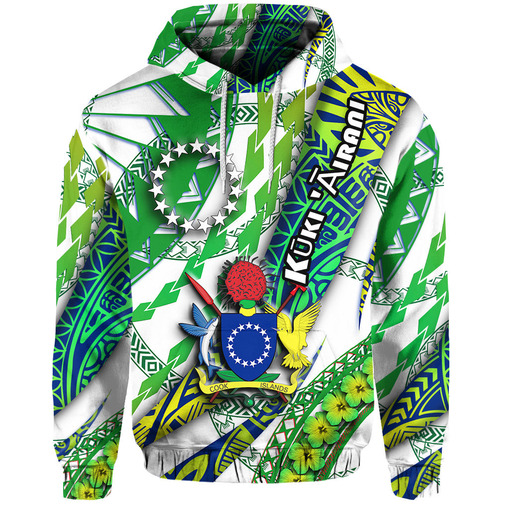 Cook Islands Hoodie Artsy Style White LT9 Hoodie White - Polynesian Pride