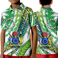 Custom Cook Islands Polo Shirt Artsy Style White LT9 Kid White - Polynesian Pride