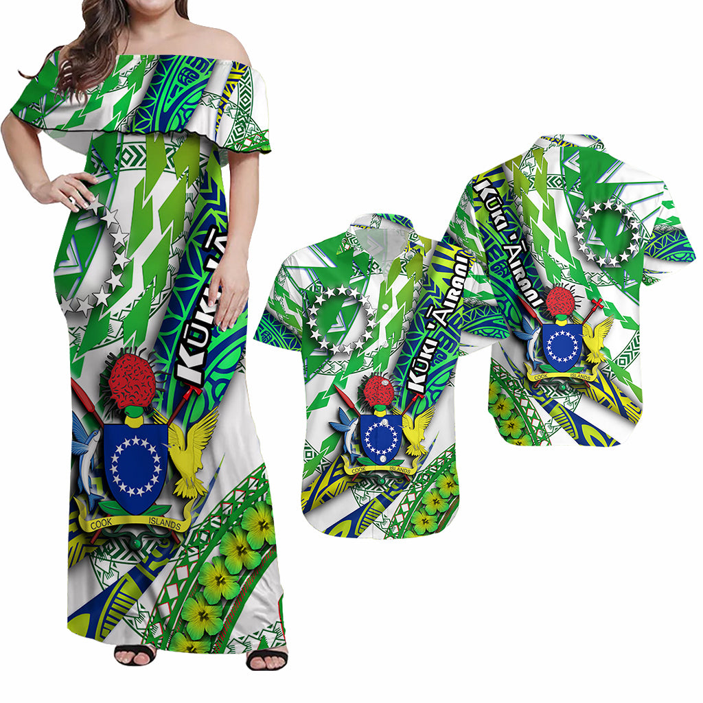 Cook Islands Matching Dress and Hawaiian Shirt White LT9 White - Polynesian Pride