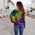 Cook Islands Custom Personalised Women's Off Shoulder Sweater - Rainbow Polynesian Pattern - Polynesian Pride