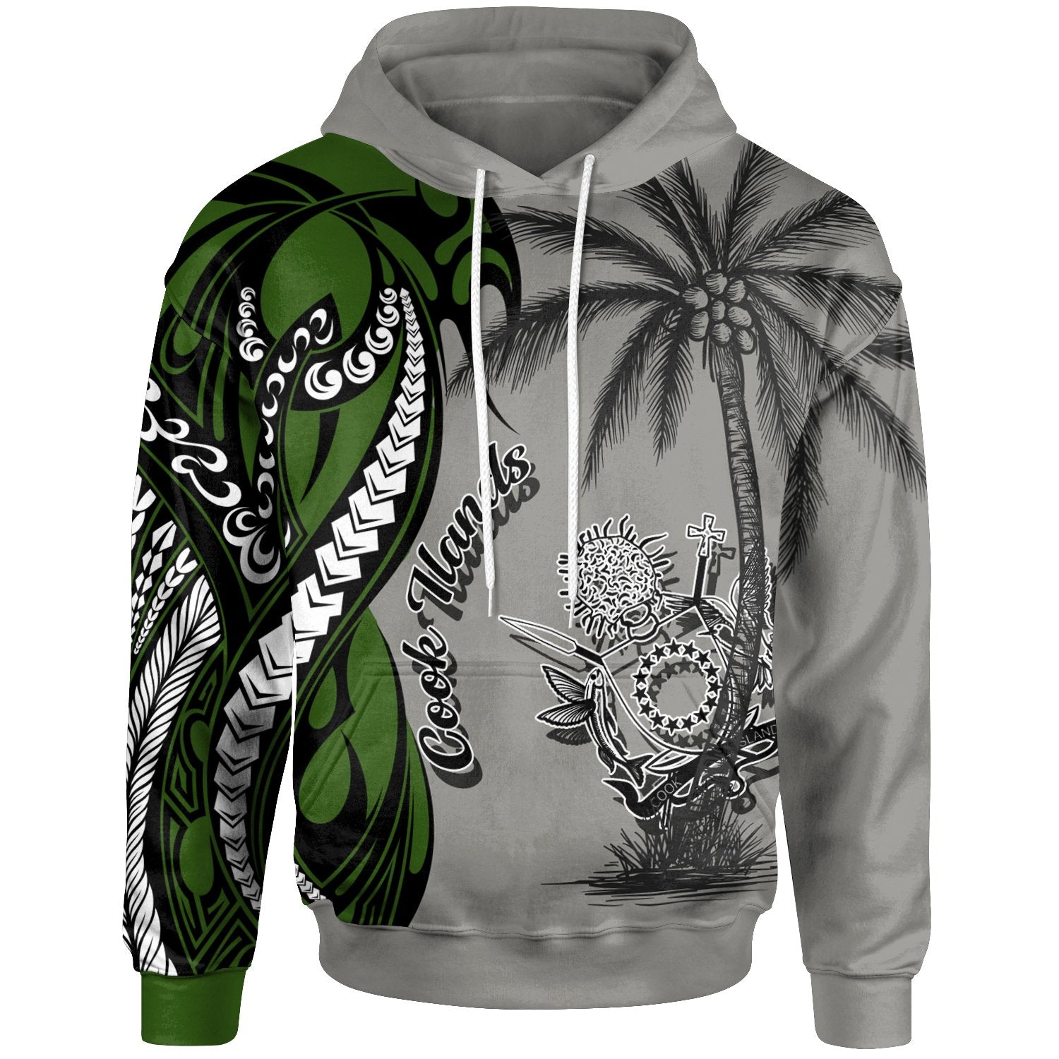 Cook Islands Hoodie Classical Coconut Tree Unisex Gray - Polynesian Pride