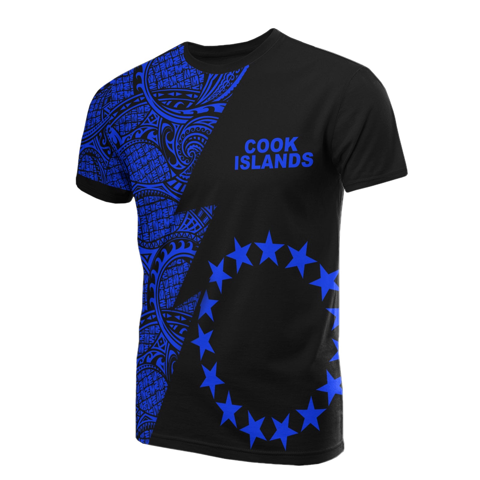 Cook Islands T Shirt Polynesian Pattern Blue Flash Style Unisex Blue - Polynesian Pride