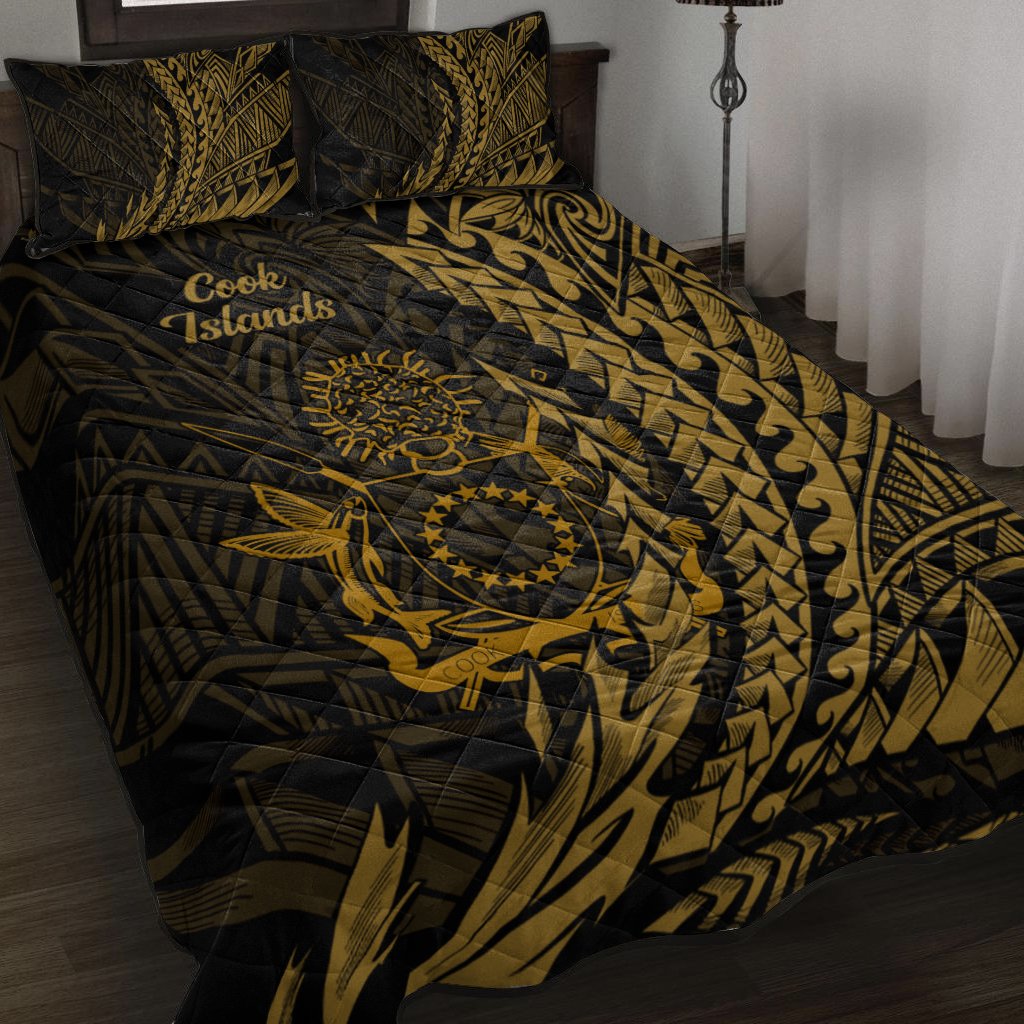 Cook Islands Quilt Bed Set - Wings Style Black - Polynesian Pride