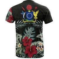 Cook Islands T Shirt Polynesian Flag Hibiscus Palm Leaves - Polynesian Pride