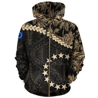 Cook Islands Zip Hoodie Golden Coconut Unisex Black - Polynesian Pride