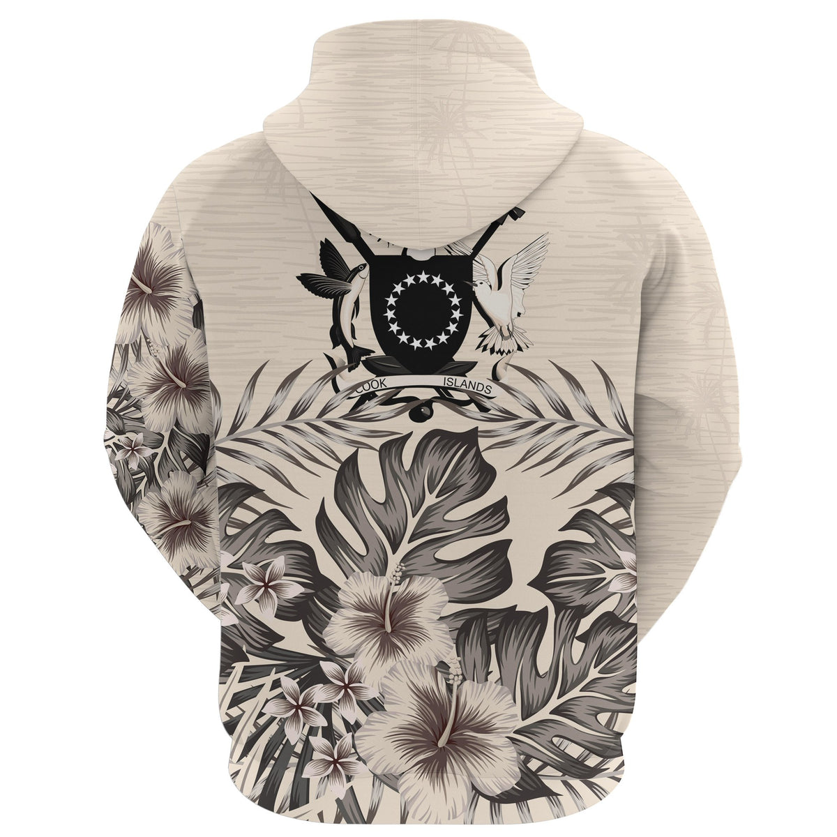 Cook Islands Zip Hoodie The Beige Hibiscus - Polynesian Pride