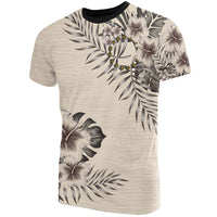 Cook Islands T Shirt Polynesian Flag Beige Hibiscus Unisex Beige - Polynesian Pride
