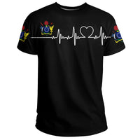 Cook Islands T Shirt Heartbeat (Womens/Mens) Unisex Black - Polynesian Pride