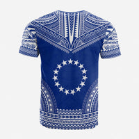 Cook Islands Custom T Shirt Cook Islands Flag Polynesian Chief Tattoo Blue Version Unisex Blue - Polynesian Pride