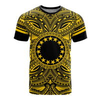 Cook Islands T Shirt Polynesian Coat of Arms Polynesian Gold Black Unisex Gold - Polynesian Pride