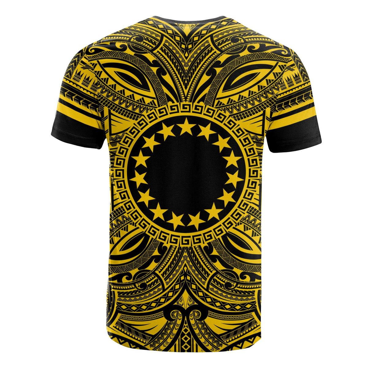 Cook Islands T Shirt Polynesian Coat of Arms Polynesian Gold Black - Polynesian Pride