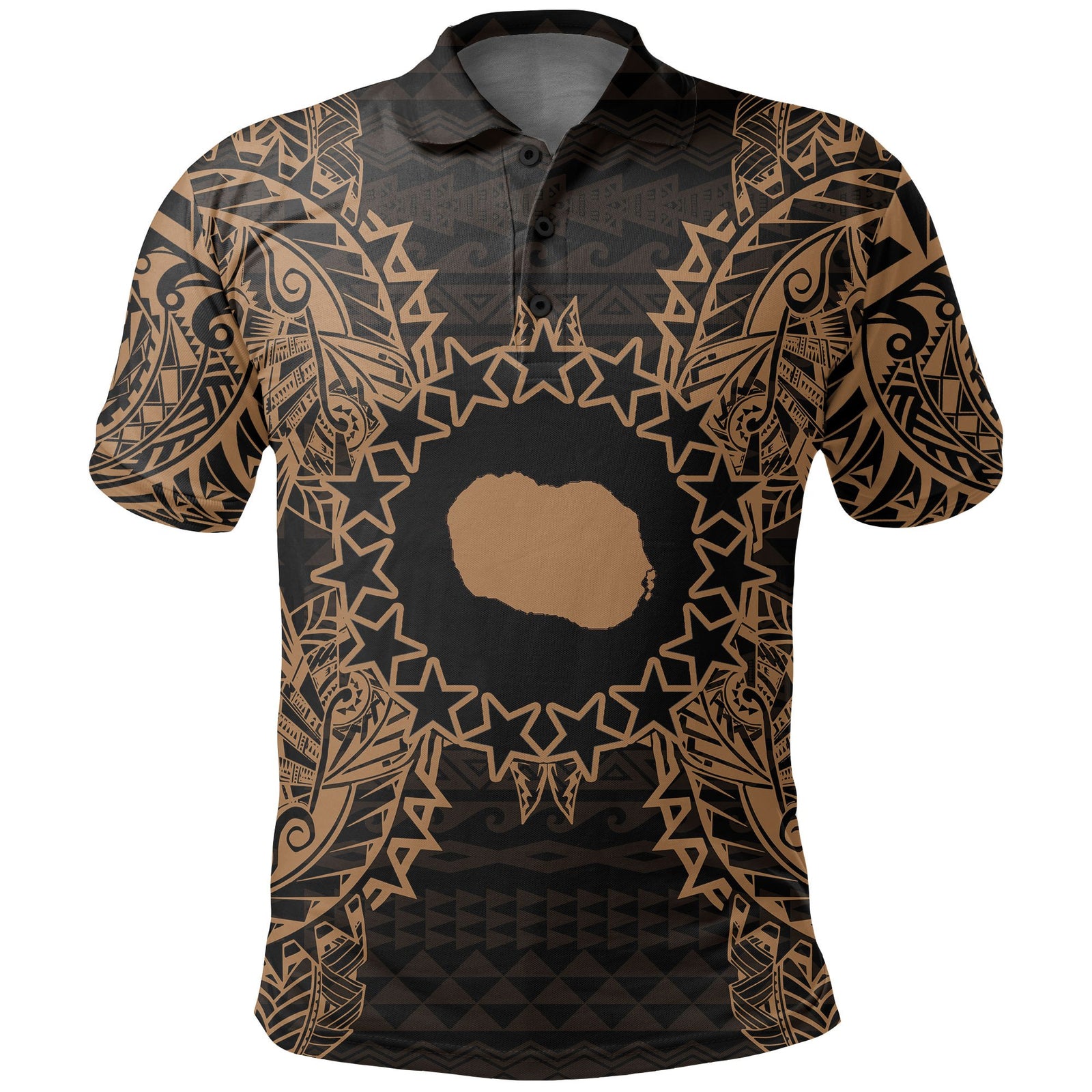 Cook Islands Polo Shirt Kuki Airani Flag Map Polynesian Tattoo Gold Unisex Gold - Polynesian Pride