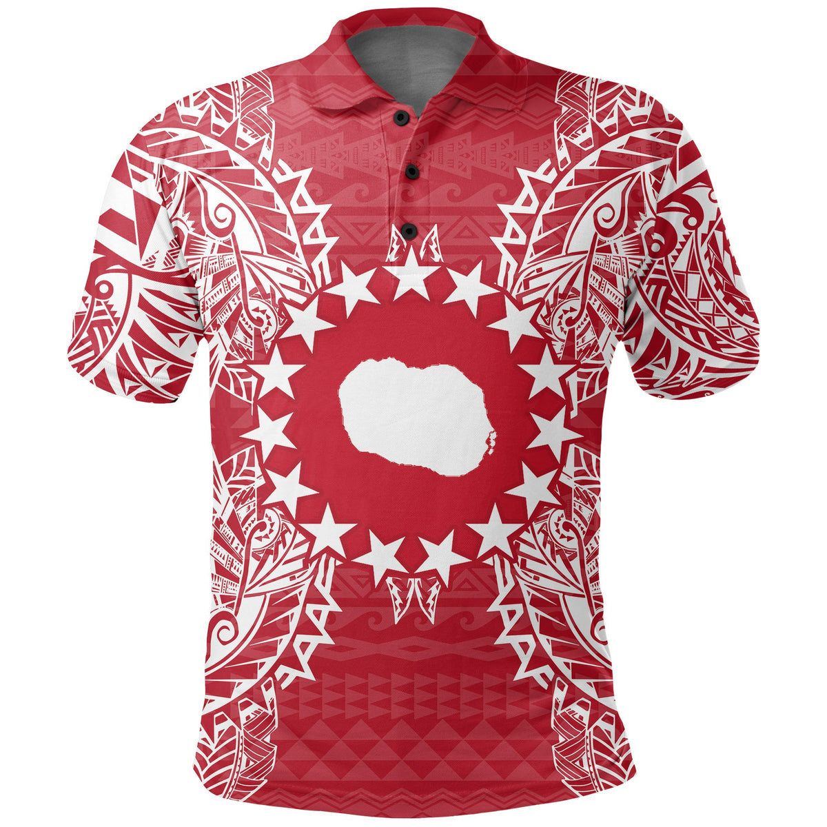 Cook Islands Polo Shirt Kuki Airani Flag Map Polynesian Tattoo Red White Unisex Red - Polynesian Pride