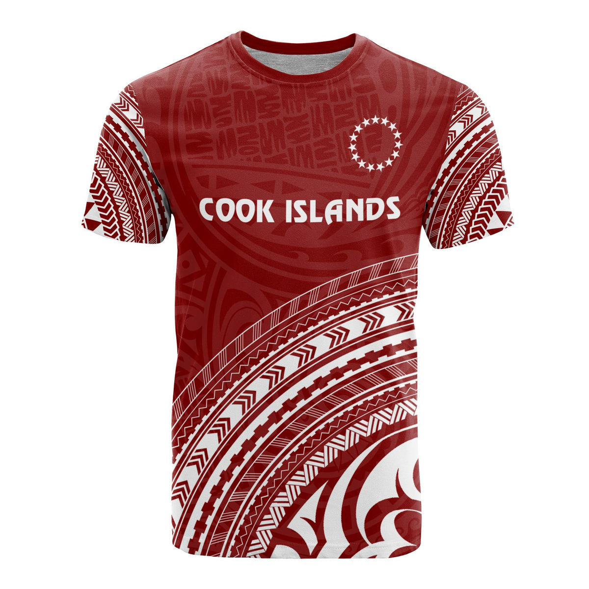 Cook Islands All Over T Shirt Cook Islands Coat of Arms Polynesian Tribal Red Version Unisex Red - Polynesian Pride