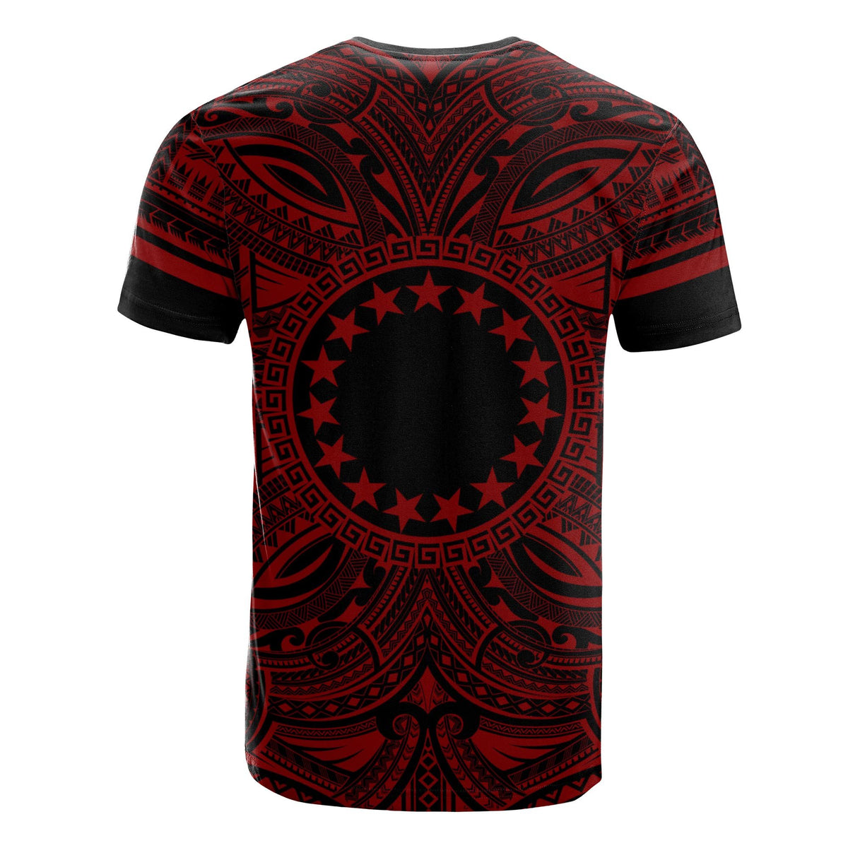 Cook Islands T Shirt Polynesian Coat of Arms Polynesian Red Black - Polynesian Pride
