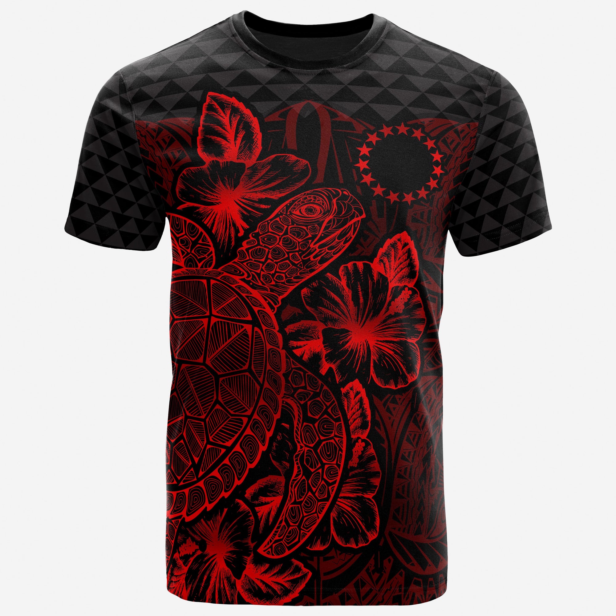 Cook Islands T Shirt Polynesian Flag Turtle Hibiscus Red Unisex Red - Polynesian Pride