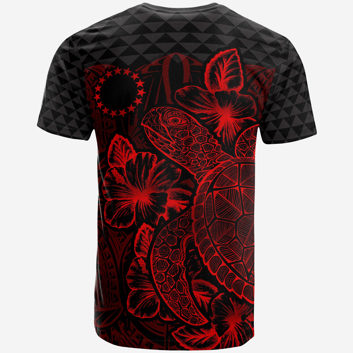 Cook Islands T Shirt Polynesian Flag Turtle Hibiscus Red - Polynesian Pride