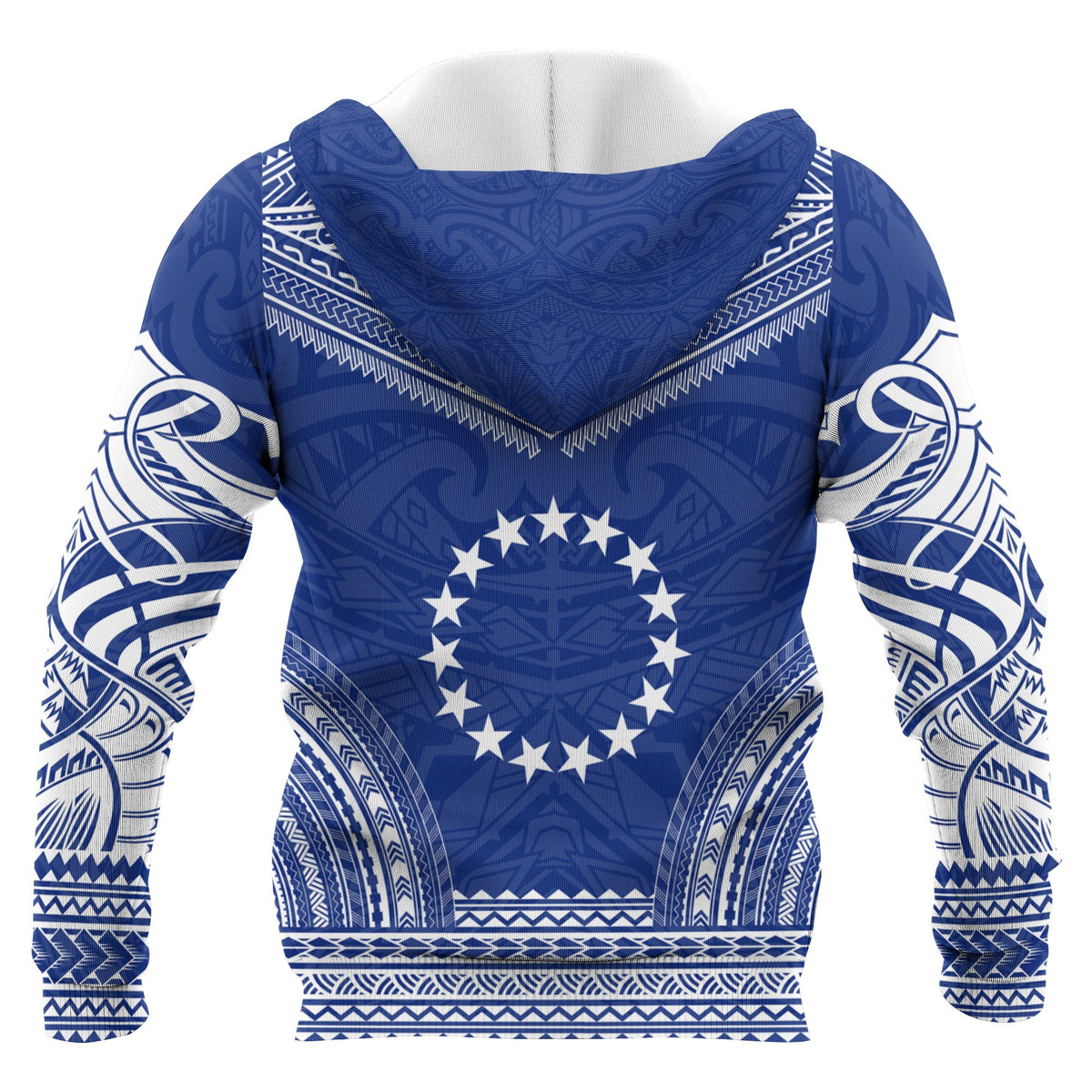 Cook Islands Polynesian Chief Custom Zip up Hoodie Flag Version Unisex Blue - Polynesian Pride