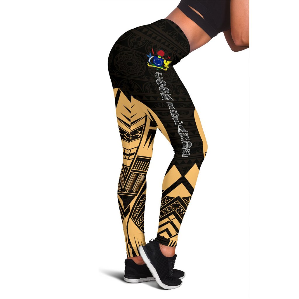 Cook Islands Polynesian Leggings - Polynesian Tattoo Gold Version Gold - Polynesian Pride